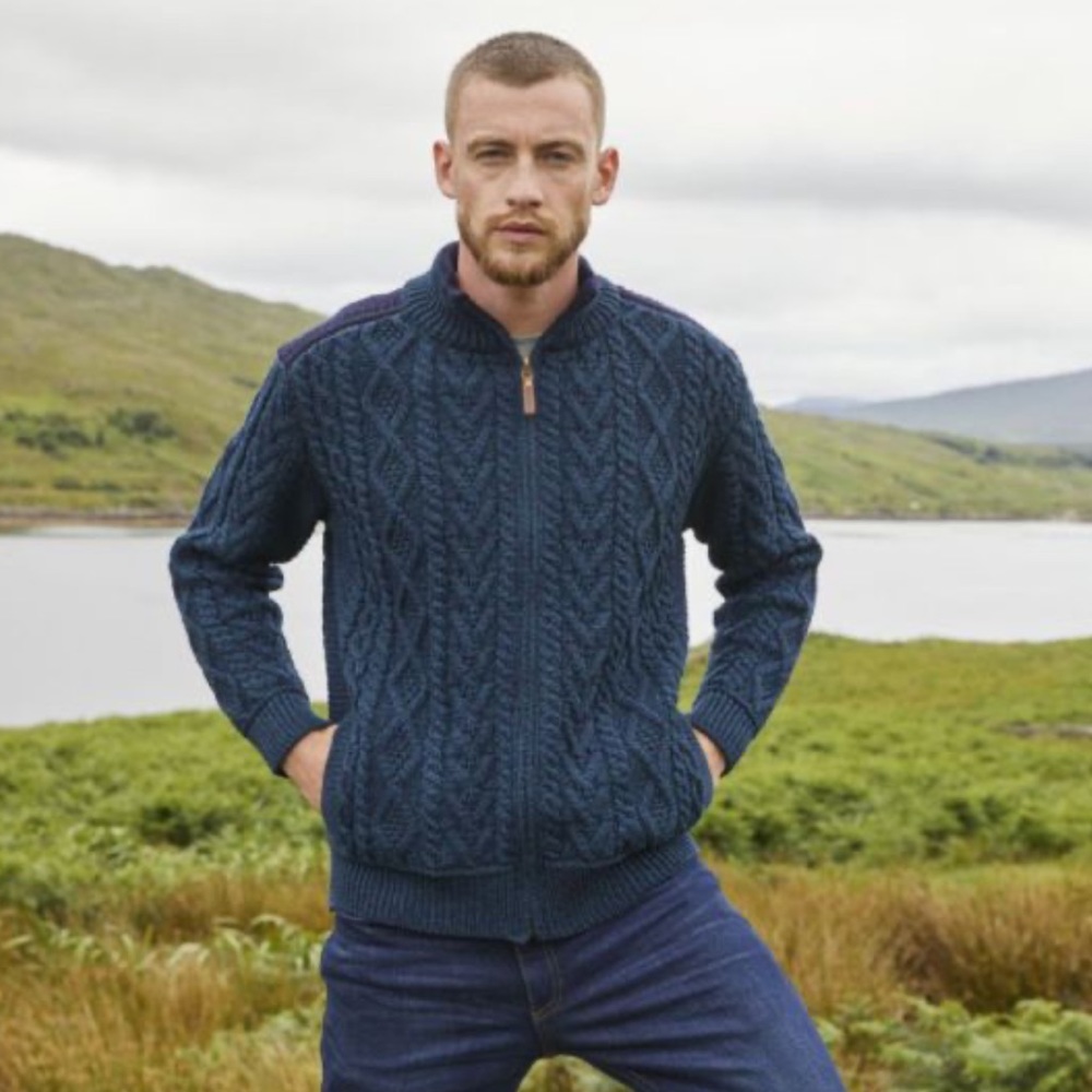 Men’s Full Zip Aran Cardigan